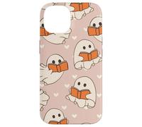 Retro Ghost Reading Books Cute Groovy Spooky Beige Orange Carcasa para iPhone 14