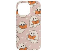 Retro Ghost Reading Books Cute Groovy Spooky Beige Orange Carcasa para iPhone 14 Pro MAX