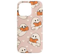 Retro Ghost Reading Books Cute Groovy Spooky Beige Orange Carcasa para iPhone 15 Pro MAX