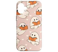 Retro Ghost Reading Books Cute Groovy Spooky Beige Orange Carcasa para iPhone 16 Plus