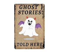Retro Ghost Scare Halloween, Historias De Fantasmas Contadas Aquí Cartel De Chapa Decoración Pared Muestra Placa Vintage Letrero De Estaño para Hogar Cerveza Baño