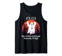 Retro Ghost Zodiac Sign Aries Funny Halloween Costume Camiseta sin Mangas
