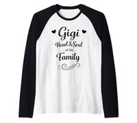 Retro Gigi Heart & Soul of The Family - Abuela Amorosa Orgullosa Camiseta Manga Raglan