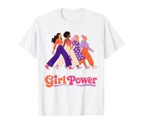 Retro Girl Power Pink Diverse Women Inclusion Groovy 70s Camiseta
