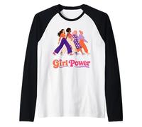 Retro Girl Power Pink Diverse Women Inclusion Groovy 70s Camiseta Manga Raglan