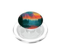 Retro Glitch Montaña Puesta del Sol Paisaje Diseño PopSockets PopGrip para MagSafe