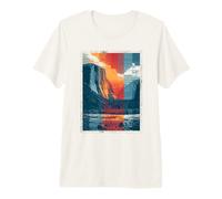 Retro Glitch Paisaje Montaña Vintage Diseño Al Aire Libre Camiseta Premium