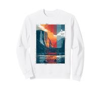Retro Glitch Paisaje Montaña Vintage Diseño Al Aire Libre Sudadera