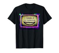 Retro Glitch Television Smile To Survive Aesthetic Graphic Camiseta
