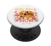Retro Golden Retriever Mamá Perro Amante Puesta del Sol PopSockets PopGrip Adhesivo