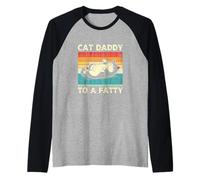 Retro, Gordo, Gordo, papá, Gato Perezoso, papá de una Mascota Gorda, Humor Camiseta Manga Raglan