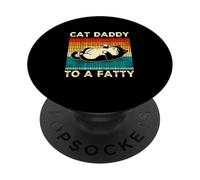 Retro, Gordo, Gordo, papá, Gato Perezoso, papá de una Mascota Gorda, Humor PopSockets PopGrip Adhesivo