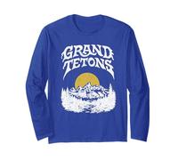 Retro Grand Tetons National Park Vintage Style 80s Manga Larga