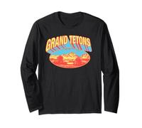 Retro Grand Tetons National Park Vintage Style 80s Manga Larga