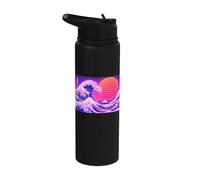 Retro Great Wave Rosa 80s Sunset Great Wave Stainless Steel Insulated Water Bottle