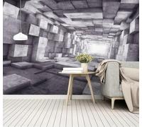 Retro Gris Túnel Extensión Espacial Estilo Industrial 3D Papel Pintado Pared Fácil Instalación Oficina Sala Estar Sofá Dormitorio TV Fondos Decoración-400cm×280cm