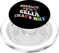 Retro Groovy Because Im Celia Thats Why Funny Nombre Personalizado PopSockets PopGrip para MagSafe