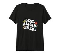Retro Groovy Best Alicia Ever First Name Día de la Madre Niña Camiseta Premium