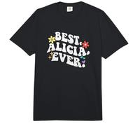 Retro Groovy Best Alicia Ever First Name Día de la Madre Niña Comfort Colors Adult Heavyweight T-Shirt