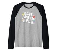 Retro Groovy Best ANITA Ever First Name Día de la Madre Niña Camiseta Manga Raglan