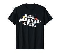 Retro Groovy Best Barbara Ever First Name Día de la Madre Niña Camiseta