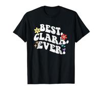 Retro Groovy Best Clara Ever First Name Día de la Madre Niña Camiseta gráfica económica