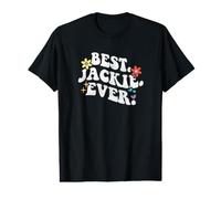 Retro Groovy Best Jackie Ever First Name Día de la Madre Niña Camiseta gráfica económica