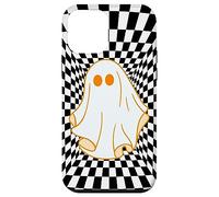 Retro Groovy Checkered Checkerboard Wavy Ghost Halloween Carcasa para iPhone 12 Mini