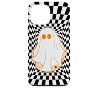 Retro Groovy Checkered Checkerboard Wavy Ghost Halloween Carcasa para iPhone 13 Pro MAX