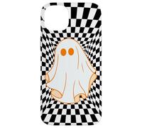 Retro Groovy Checkered Checkerboard Wavy Ghost Halloween Carcasa para iPhone 14 Plus