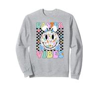 Retro Groovy Easter Vibes Bunny Checkered Hombres Mujeres Niñas Sudadera