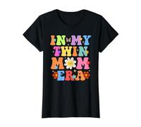 Retro Groovy En Mi Madre Gemela Era Feliz Día De La Madre Embarazo Camiseta gráfica económica, Mujer, Negro, XL