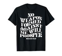 Retro Groovy Faith Isaiah 54 17 No hay arma formada contra mí Camiseta