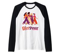 Retro Groovy Girl Power Feminista Hermandades de Mujeres Camiseta Manga Raglan
