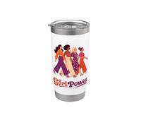 Retro Groovy Girl Power Feminista Hermandades de Mujeres Vaso térmico de acero inoxidable de doble pared
