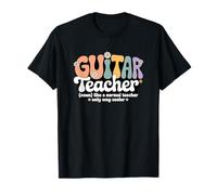 Retro Groovy Guitarra Profesor Acústica Escuela de Mús Camiseta