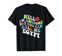 Retro Groovy Hello I'm Awesome But You Can Call Me Egipto Camiseta