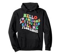 Retro Groovy Hello I'm Awesome But You Can Call Me Florencia Sudadera con Capucha