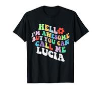 Retro Groovy Hello I'm Awesome But You Can Call Me Lucía Camiseta