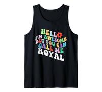 Retro Groovy Hola, Soy Impresionante, Pero Puedes llamarme Real Camiseta sin Mangas