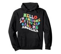 Retro Groovy Hola, soy increíble, pero puedes llamarme Angelica Sudadera con Capucha