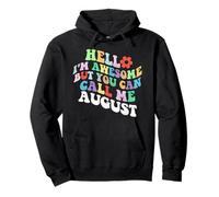 Retro Groovy Hola, soy increíble, pero puedes llamarme August Sudadera con Capucha