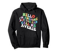 Retro Groovy Hola, soy increíble, pero puedes llamarme Averie Sudadera con Capucha