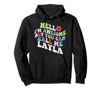 Retro Groovy Hola, soy increíble, pero puedes llamarme Layla Sudadera con Capucha