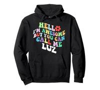 Retro Groovy Hola, soy increíble, pero puedes llamarme Luz Sudadera con Capucha