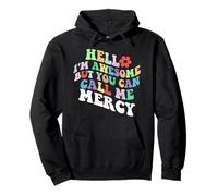 Retro Groovy Hola, soy increíble, pero puedes llamarme Mercy Sudadera con Capucha