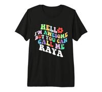 Retro Groovy Hola, Soy increíble, Pero Puedes llamarme Raya Camiseta Premium