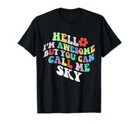 Retro Groovy Hola, soy increíble, pero puedes llamarme Sky Camiseta