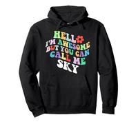 Retro Groovy Hola, soy increíble, pero puedes llamarme Sky Sudadera con Capucha