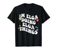 Retro Groovy Im Elga Doing Elga Things Funny Día de la Madre Camiseta